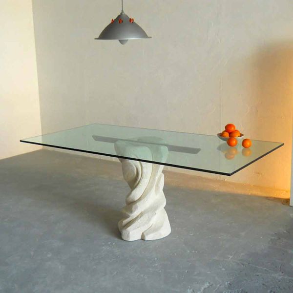 Esstisch aus kristall und stein in modernem design urano