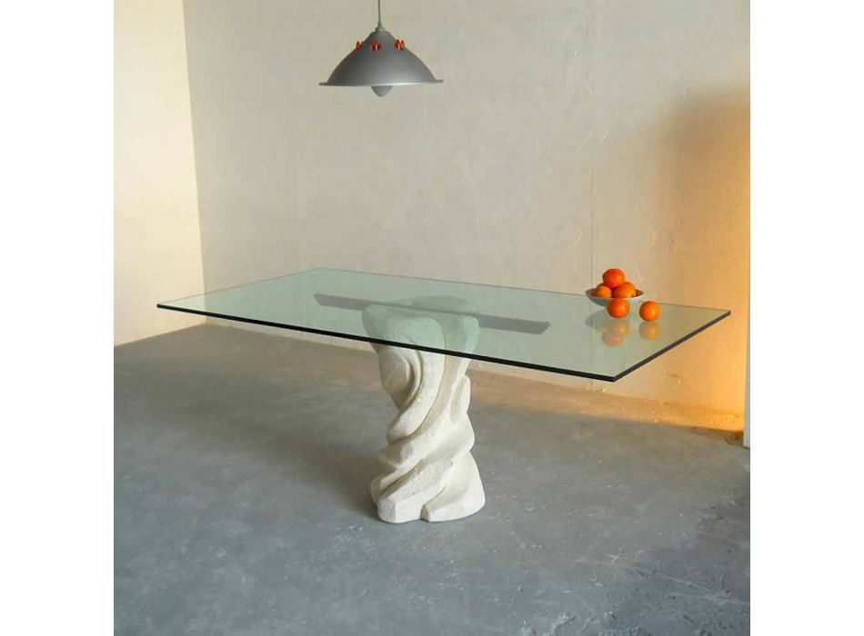 Stein Esstisch und Glas modernes Design Uranus Viadurini