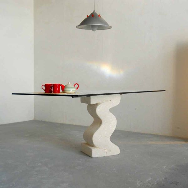 Esstisch in modernem design aus stein und kristall anteros