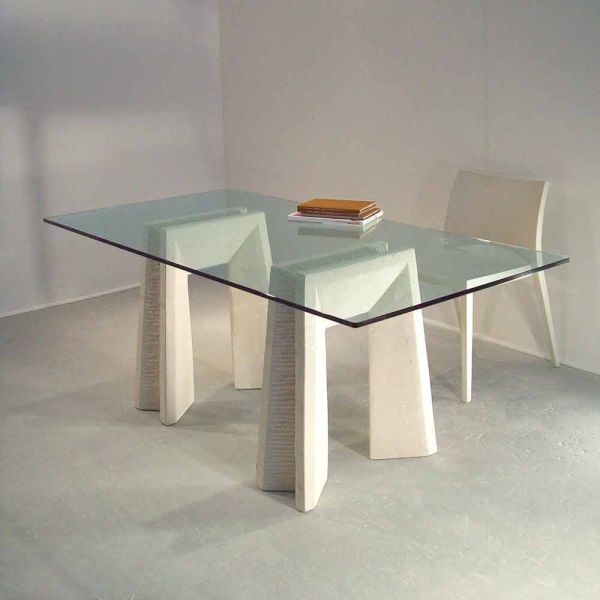 Tisch in modernem design aus stein und kristall arianna