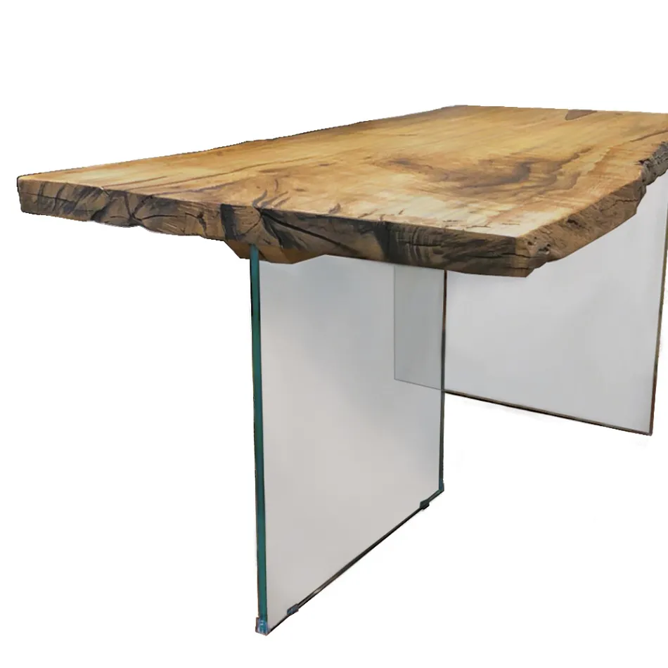 Esstisch aus Secular Oak und Crystal Base Made in Italy - Dite Viadurini