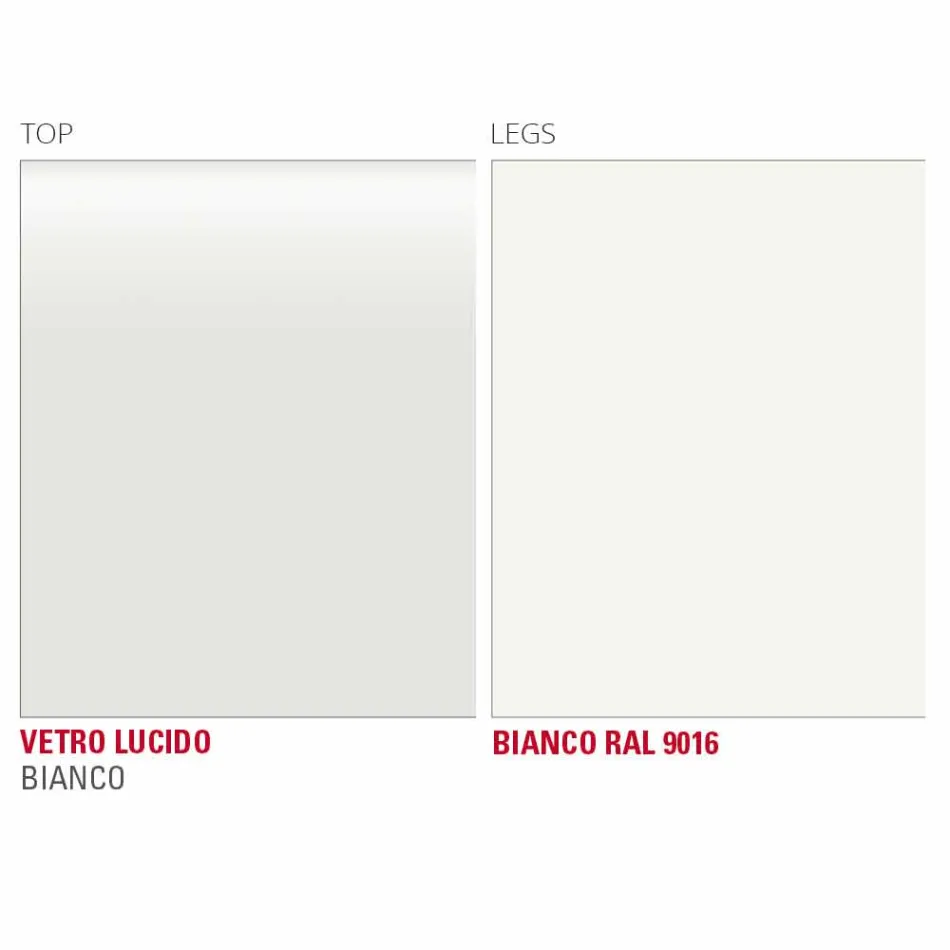 Esstisch aus weißem Glas und lackiertem Metall Made in Italy - Brooch Viadurini