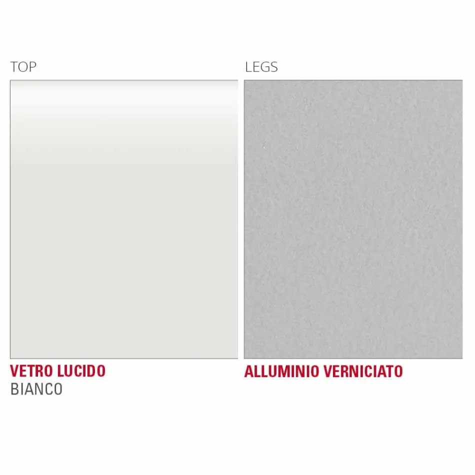 Esstisch aus weißem Glas und lackiertem Metall Made in Italy - Brooch Viadurini