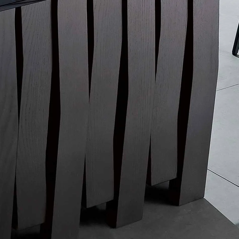 Esstisch aus Glas und Massivholz made in Italy, Egisto Viadurini