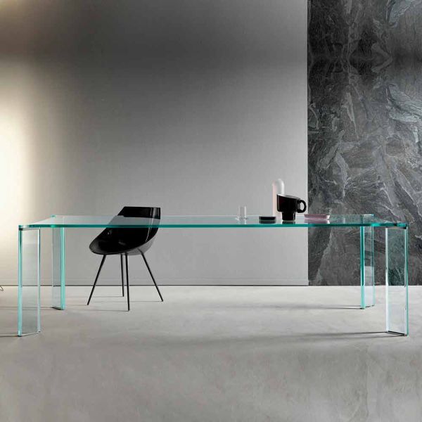 Esstisch aus extra klarem glas luxury design 4 dimensions - kuduro