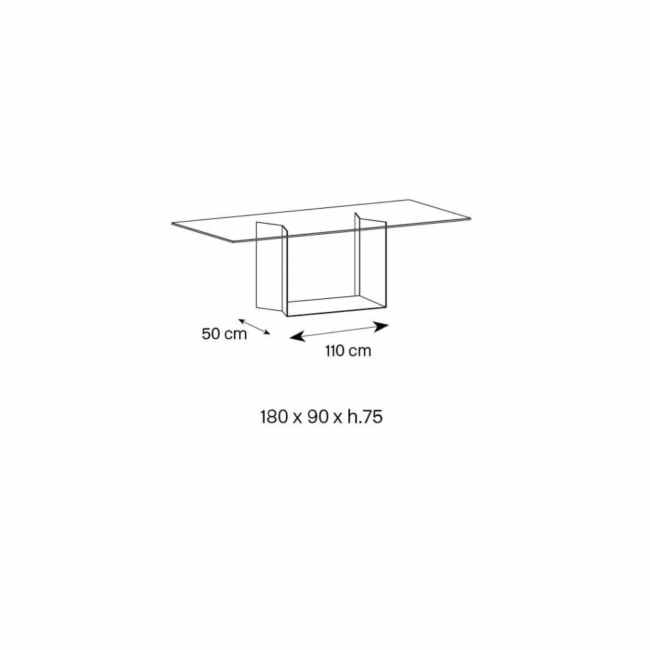 Esstisch aus geräuchertem oder extraleichtem Glas und Metall Made in Italy - Dunkelbraun Viadurini