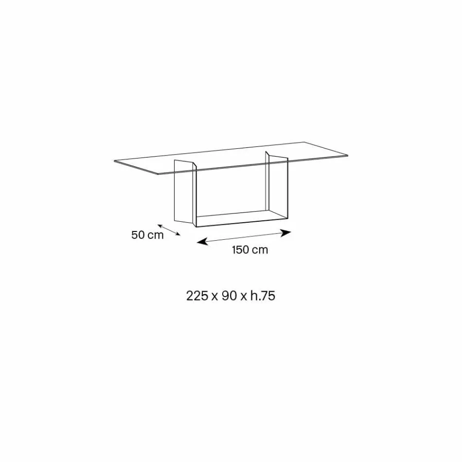 Esstisch aus geräuchertem oder extraleichtem Glas und Metall Made in Italy - Dunkelbraun Viadurini