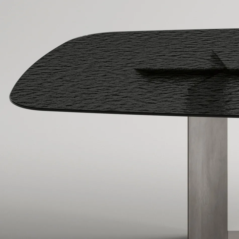 Italienischer Design-Esstisch aus Fusingglas in Bronze oder Rauchgrau - Moro Viadurini