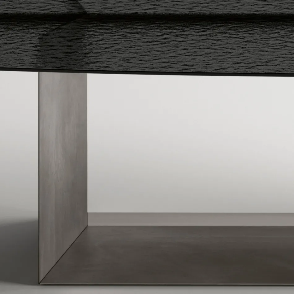 Italienischer Design-Esstisch aus Fusingglas in Bronze oder Rauchgrau - Moro Viadurini