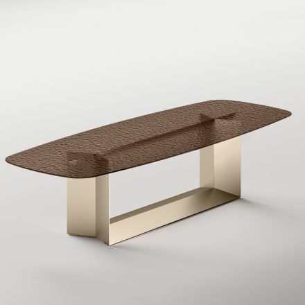 Italienischer Design-Esstisch aus Fusingglas in Bronze oder Rauchgrau - Moro Viadurini