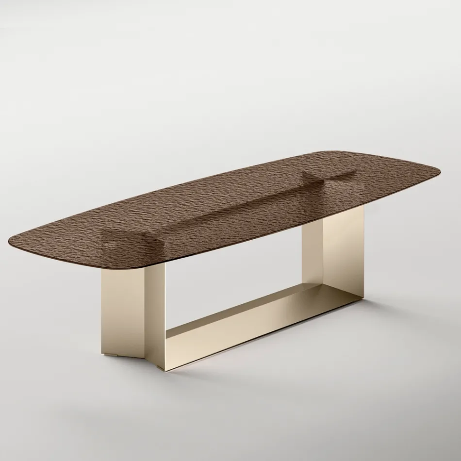 Italienischer Design-Esstisch aus Fusingglas in Bronze oder Rauchgrau - Moro Viadurini