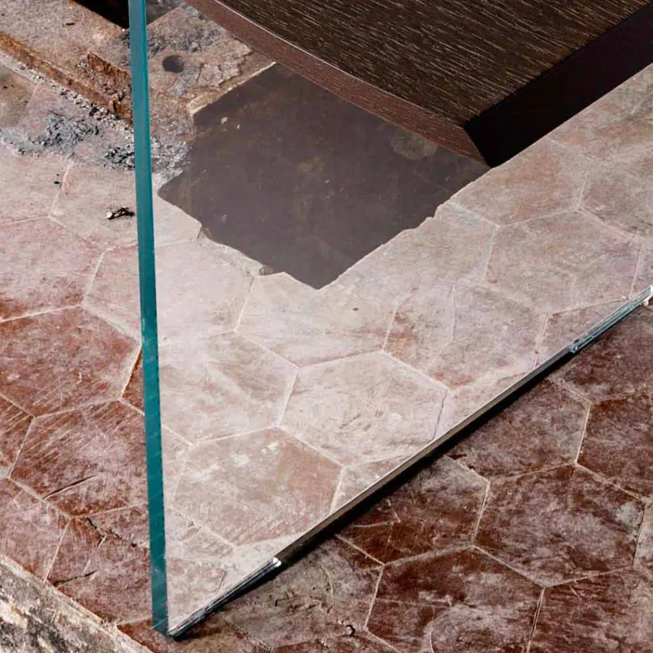 Moderner Esstisch 100x200cm in Holz mit Flora Glasbeinen Viadurini