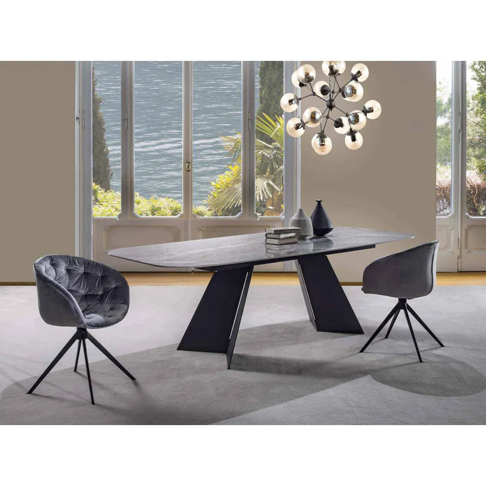 Moderner Esstisch mit Steinzeugplatte aus Porzellan - Meduno Viadurini