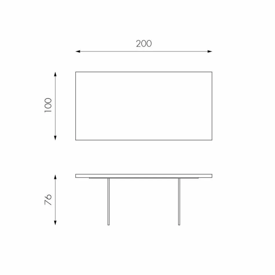 Moderner Esstisch in Eiche Furnier, Nico Glasbeine Viadurini