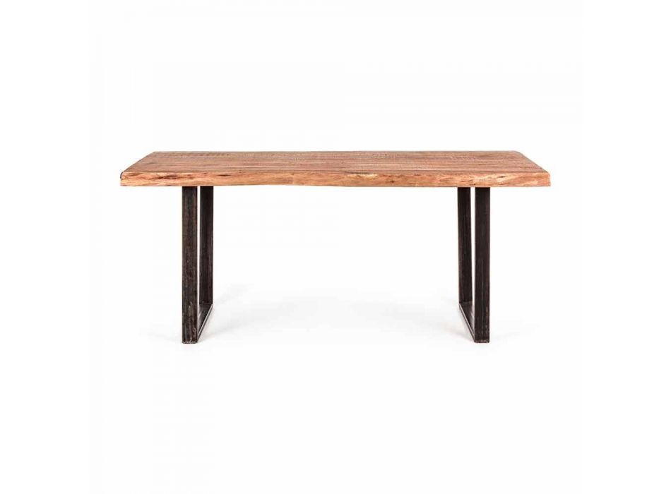 Moderner Esstisch aus Akazienholz und Homemotion Steel - Bingo Viadurini