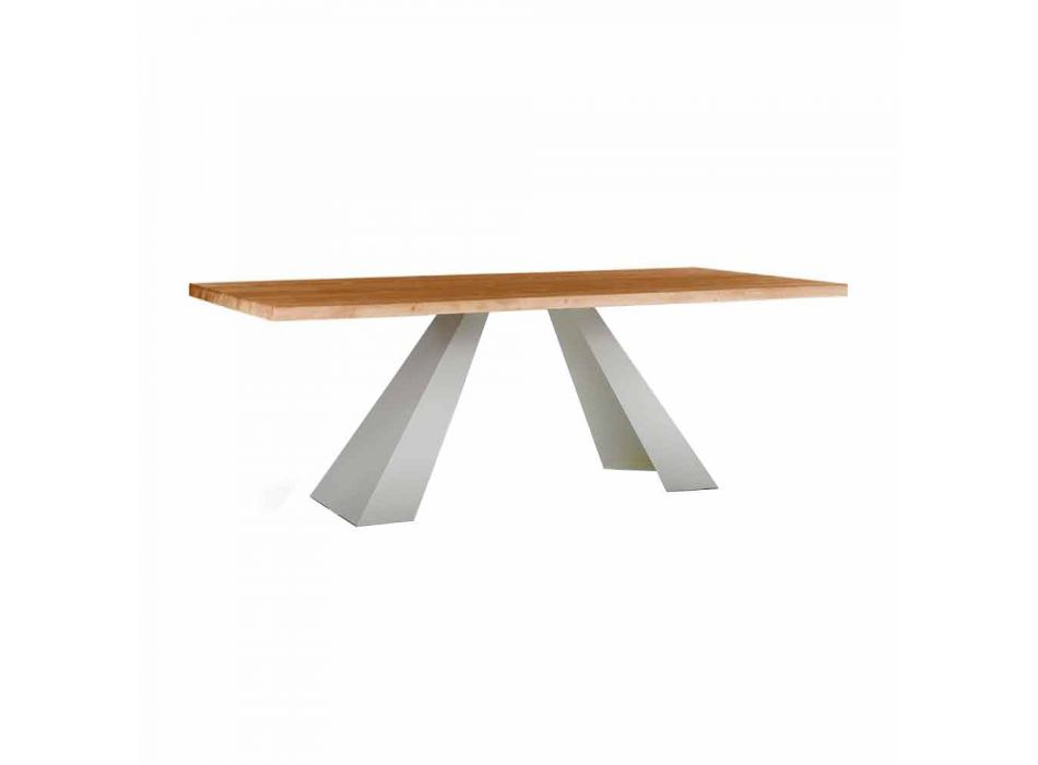 Moderner Esstisch aus Holz und weiß lackiertem Metall Made in Italy - Miuca Viadurini