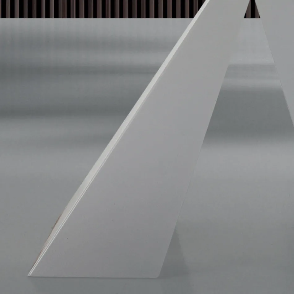 Moderner Esstisch aus Glas und weißem Stahl, hergestellt in Italien – Dalmatiner Viadurini