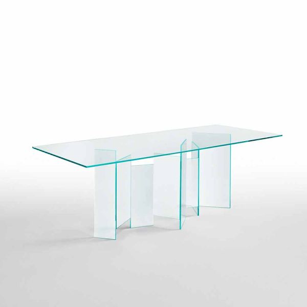 Moderner esstisch aus extraleichtem oder geräuchertem glas made in italy - zufällig
