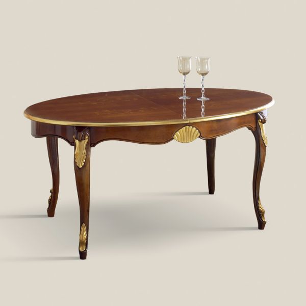 Ausziehbarer ovaler esstisch 270 cm aus holz made in italy - barock