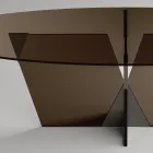 Ovaler Esstisch mit Glasplatte und Untergestell Made in Italy - Tiseo Viadurini