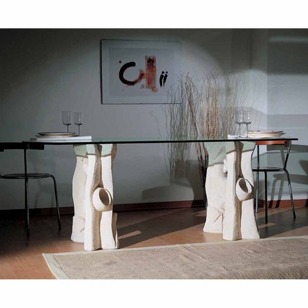 Moderner tisch aus stein und kristall daiana