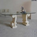 Ovaler Esstisch aus Stein und Kristall im klassischen Design Aracne
