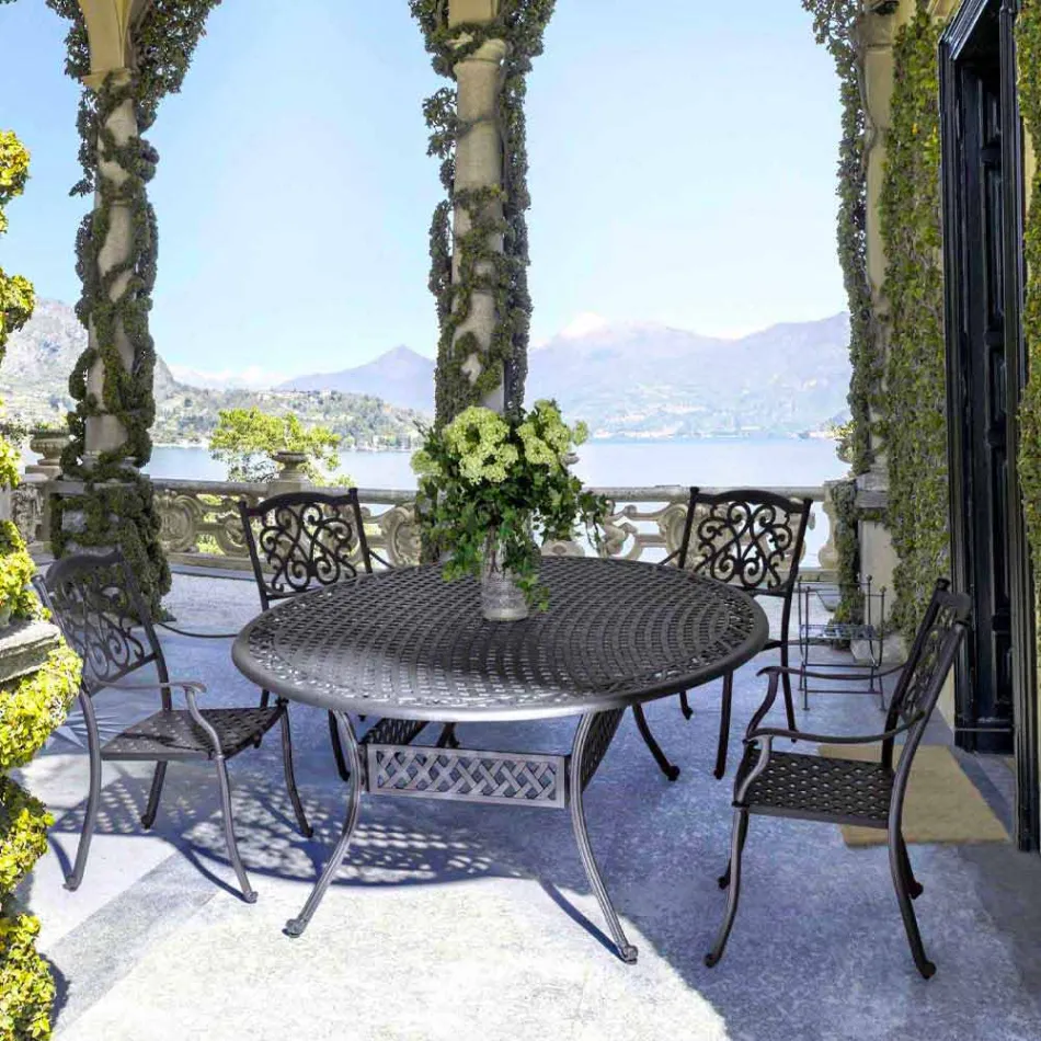 Esstisch im Freien aus weiß oder anthrazit lackiertem Aluminium - schnell Viadurini