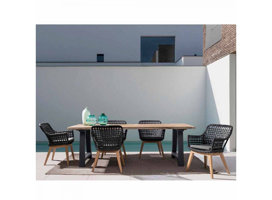 Esstisch für den Außenbereich aus Teak und Aluminium, Homemotion - Rolando Viadurini