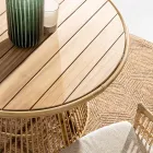 Garten-Esstisch aus Aluminium und Teakholzplatte-Svlk – Matter Viadurini