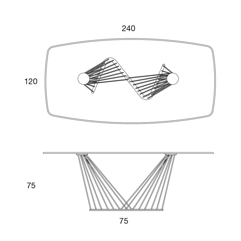 Esstisch Glasplatte und Metallseile Basis 2 Größen - Alariko Viadurini
