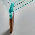 Esstisch Glasplatte und Massivholzbasis Made in Italy - Presino Viadurini