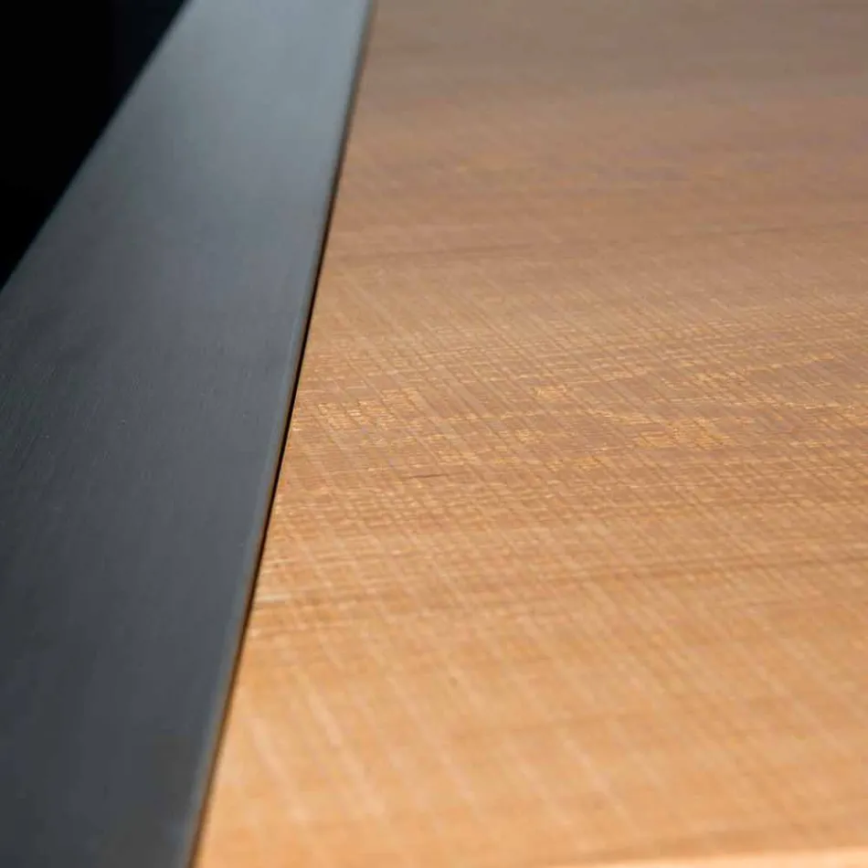 Rechteckiger Esstisch aus Eichenholz und Frodo-Stahl Viadurini