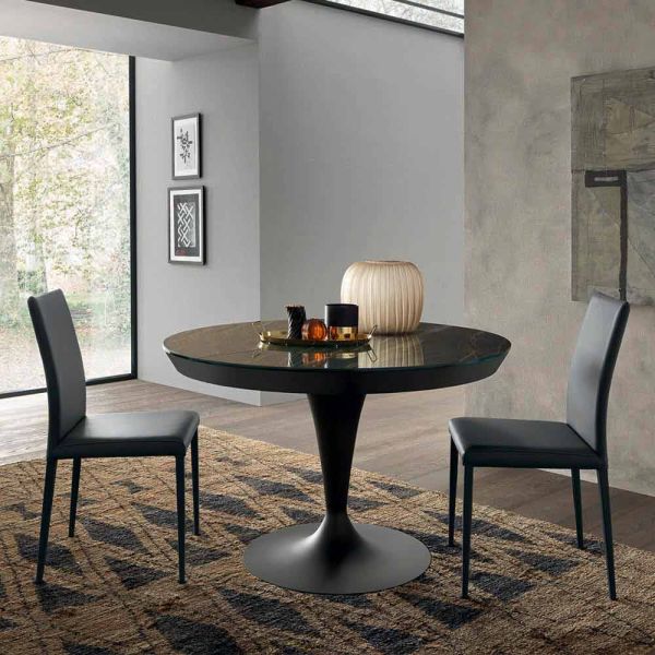 Runder ausziehbarer esstisch aus laminam keramik made in italy - lupetto
