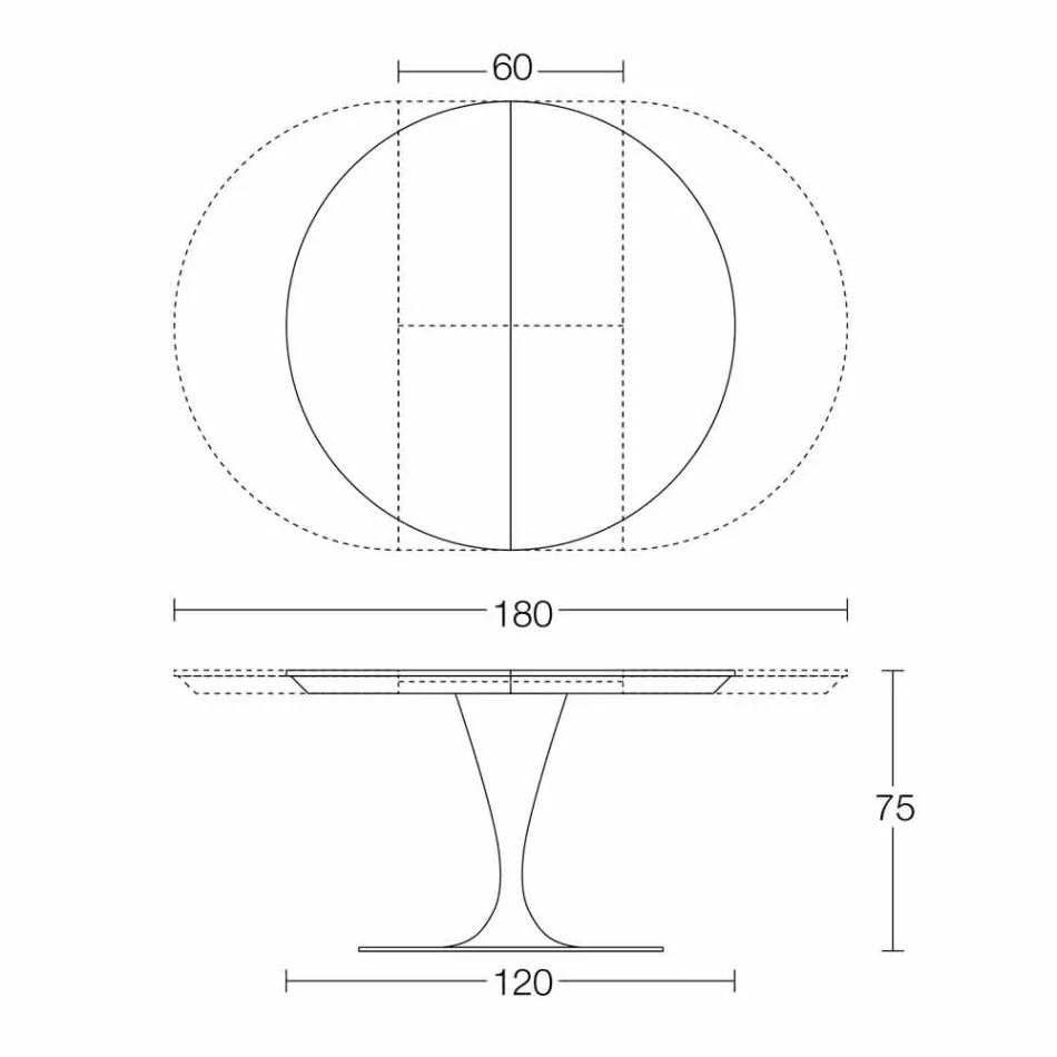 Runder ausziehbarer Esstisch aus Laminam Keramik Made in Italy - Lupetto Viadurini