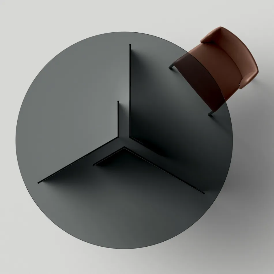 Runder Esstisch mit Sockel und Glasplatte Made in Italy - Charles Viadurini