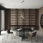 Runder Esstisch mit Sockel und Glasplatte Made in Italy - Charles Viadurini