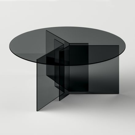 Runder Esstisch mit Sockel und Glasplatte Made in Italy - Charles Viadurini