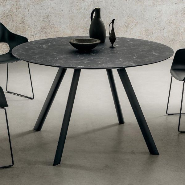 Runder esstisch mit laminierter hpl-platte made in italy - lingotto