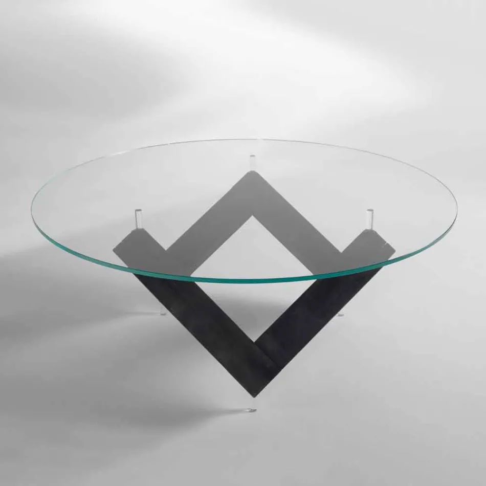 Runder Esstisch aus Holz mit Glasplatte Bao, modernes Design Viadurini