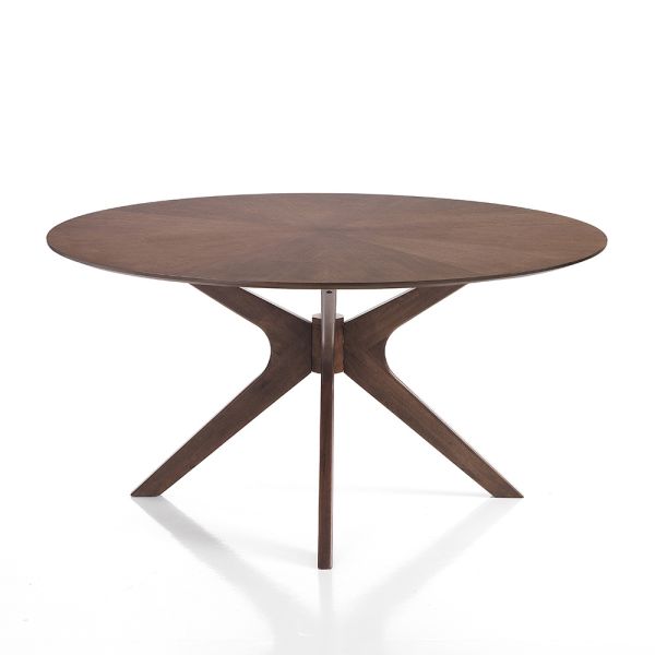 Runder esstisch aus furniertem mdf und massivholz - fulmine