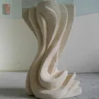 Runder Esstisch aus Stein mit Glasplatte Cadmus Viadurini