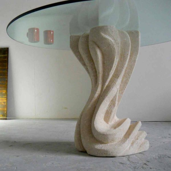 Esstisch rund aus stein und kristall in modernem design cadmo