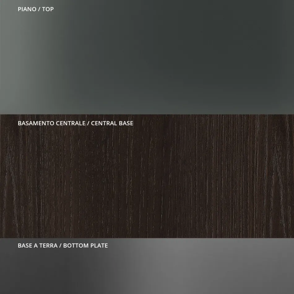 Runder Esstisch aus Rauchglas mit Holzsockel Made in Italy - Rondo Viadurini