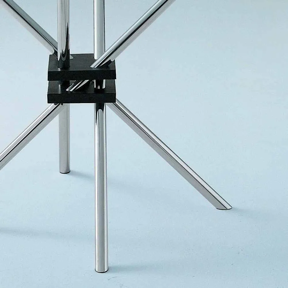 Runder Esstisch aus gehärtetem Glas und Stahl Made in Italy - Trebbiano Viadurini