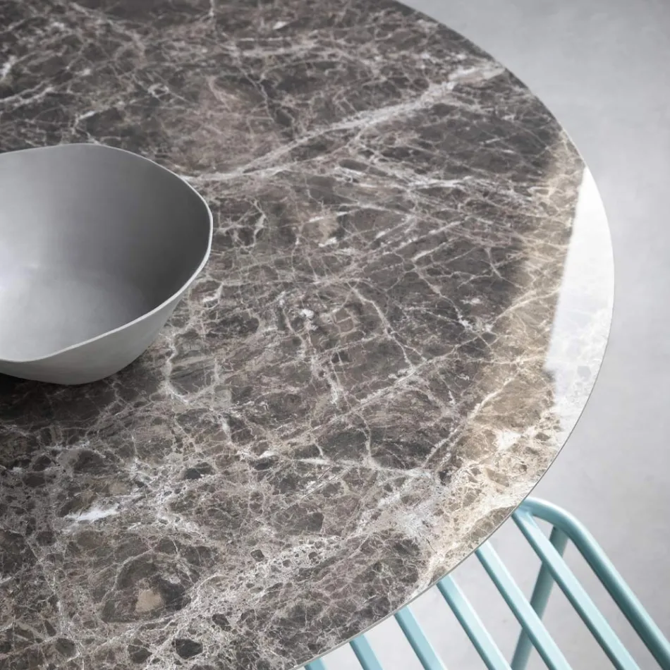 Runder Esstisch aus Glaskeramik und Metall Made in Italy - Alfero Viadurini