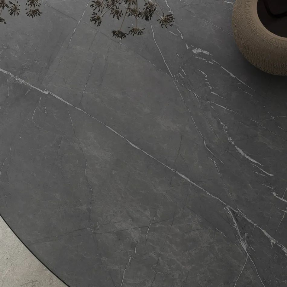 Runder Esstisch aus Metall und laminiertem HPL Made in Italy - Bastiano Viadurini