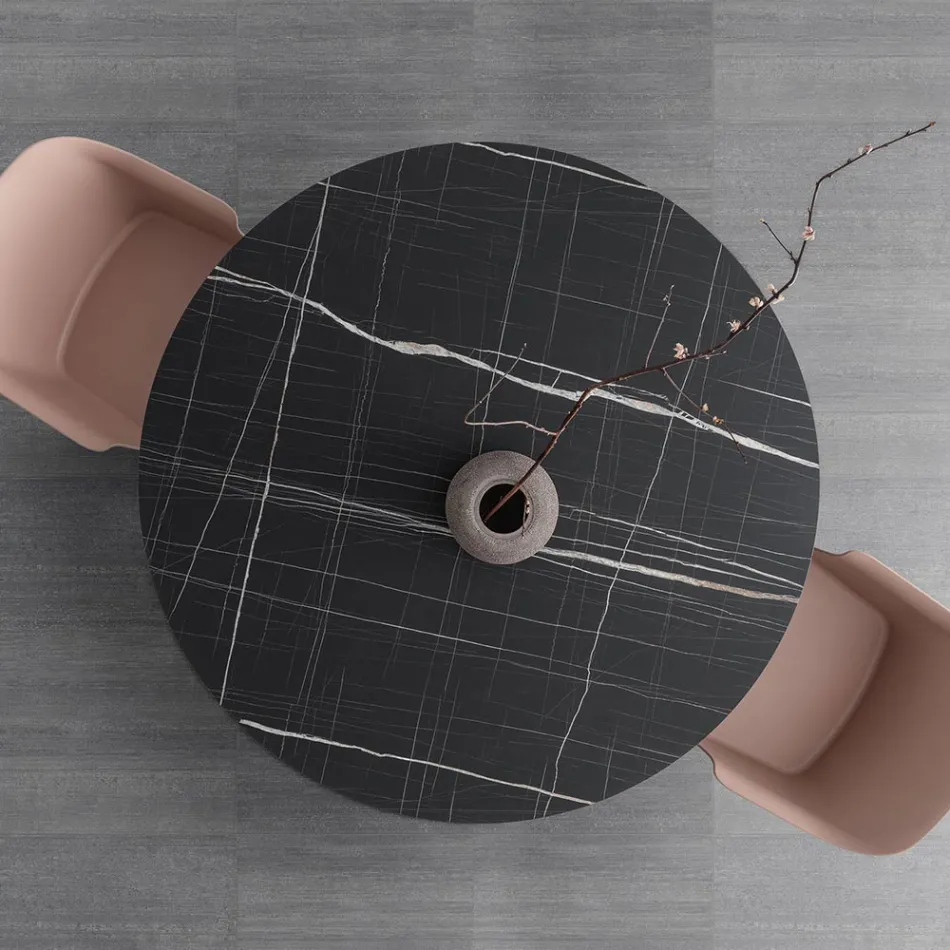 Runder Esstisch aus Metall und laminiertem HPL Made in Italy - Bastiano Viadurini