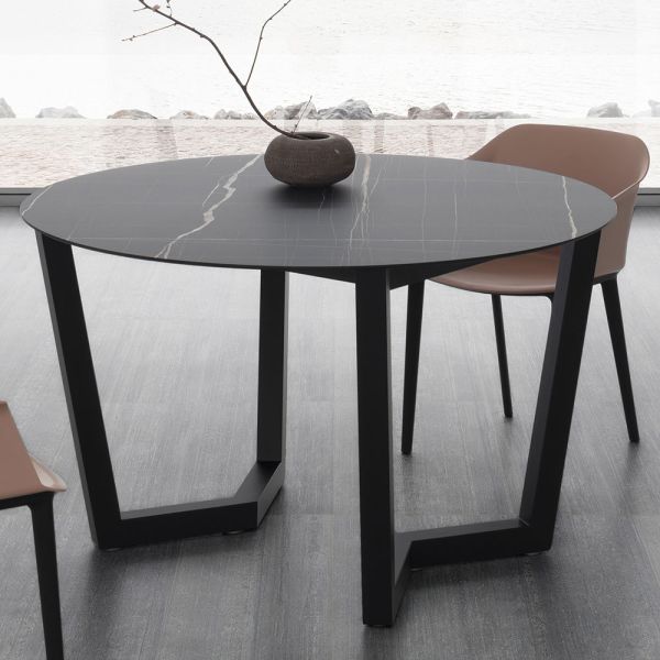 Runder esstisch aus metall und laminiertem hpl made in italy - bastiano