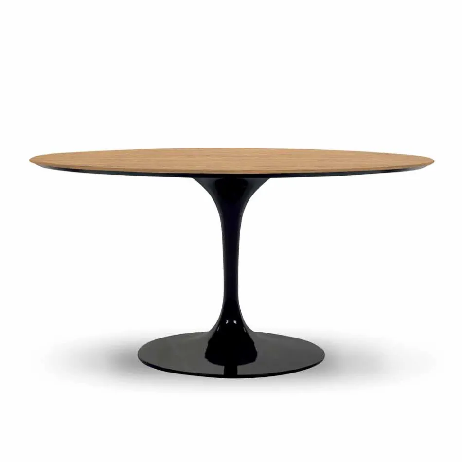 Runder Esstisch mit fein furnierter Platte, hergestellt in Italien – Dollars Viadurini