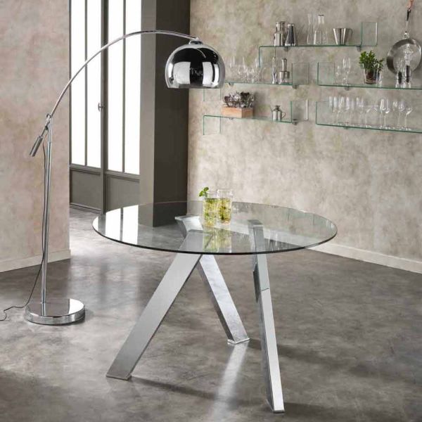 Runder esstisch aus glas in modernem design adamo